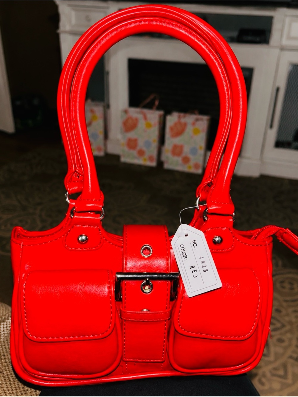 Red Structured Women's Satchel Handbag - Classic Style
